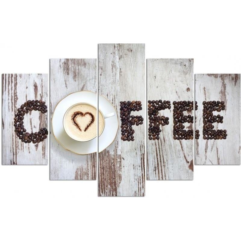 Kanva no 5 daļām - Type A, Inscription Coffee With Coffee Beans  Home Trends DECO