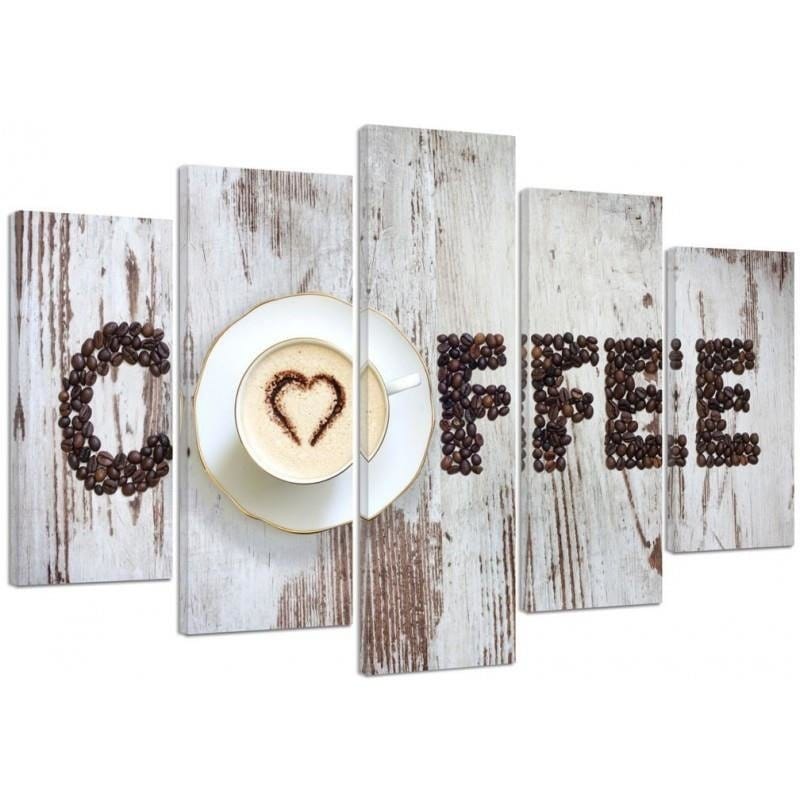 Kanva no 5 daļām - Type A, Inscription Coffee With Coffee Beans  Home Trends DECO