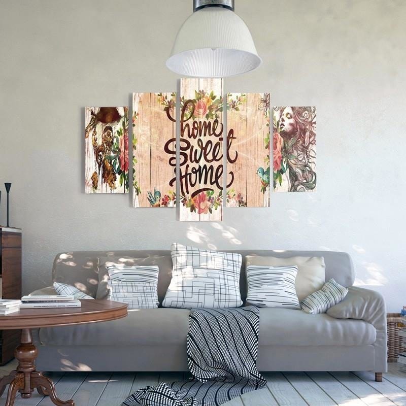 Kanva no 5 daļām - Type A, Inscription Home Sweet Home  Home Trends DECO
