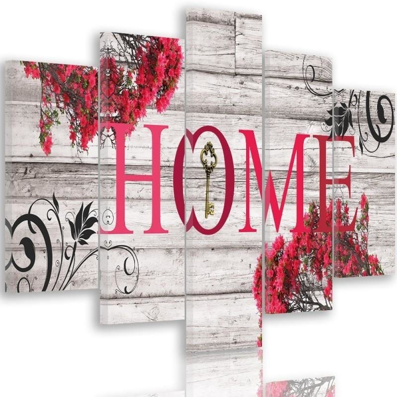 Kanva no 5 daļām - Type A, Inscription Home With Flowers 2  Home Trends DECO