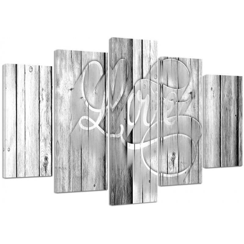 Kanva no 5 daļām - Type A, Love Inscription On The Gray Boards  Home Trends DECO