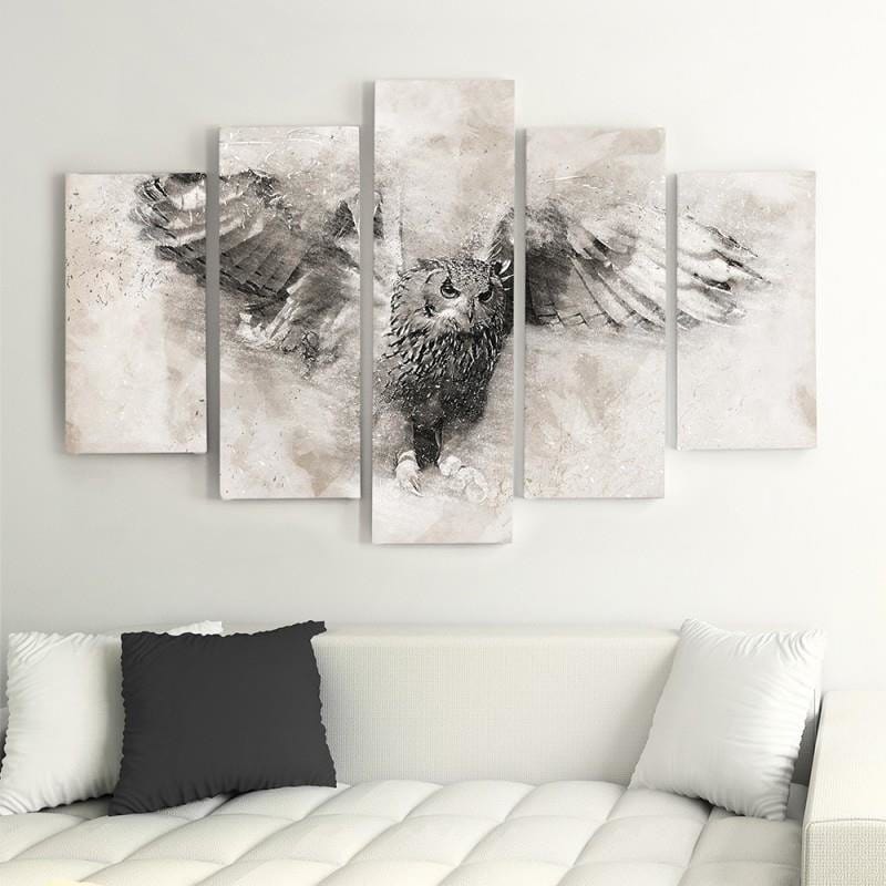 Kanva no 5 daļām - Type A, Owl In Flight 1  Home Trends DECO