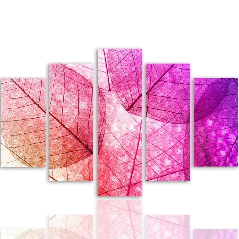 Kanva no 5 daļām - Type A, Pink Leaves  Home Trends DECO