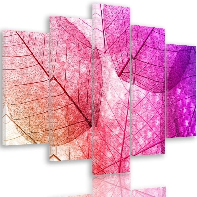 Kanva no 5 daļām - Type A, Pink Leaves  Home Trends DECO
