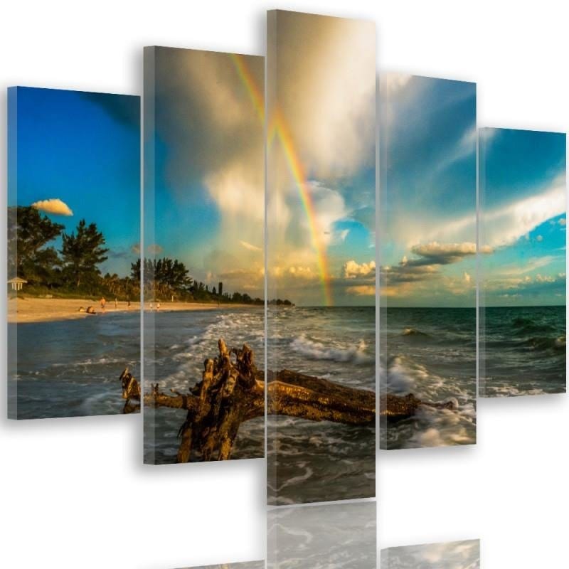 Kanva no 5 daļām - Type A, Rainbow Over The Beach  Home Trends DECO