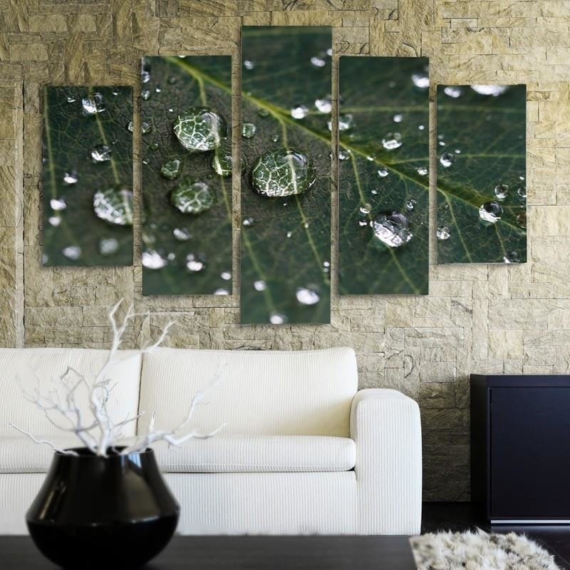 Kanva no 5 daļām - Type A, Raindrops On A Leaf  Home Trends DECO