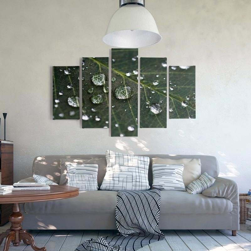 Kanva no 5 daļām - Type A, Raindrops On A Leaf  Home Trends DECO