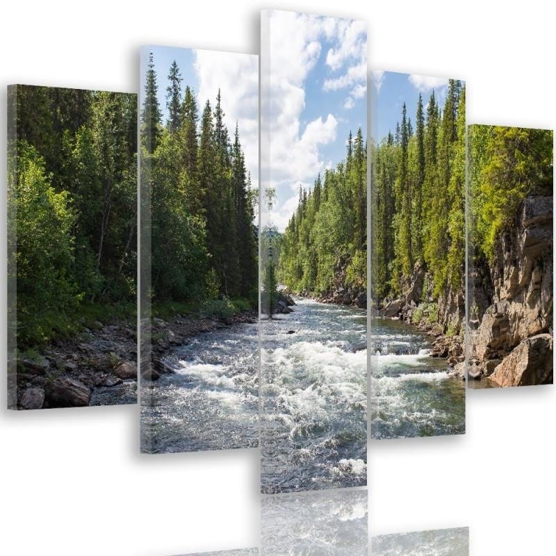 Kanva no 5 daļām - Type A, River In The Forest  Home Trends DECO