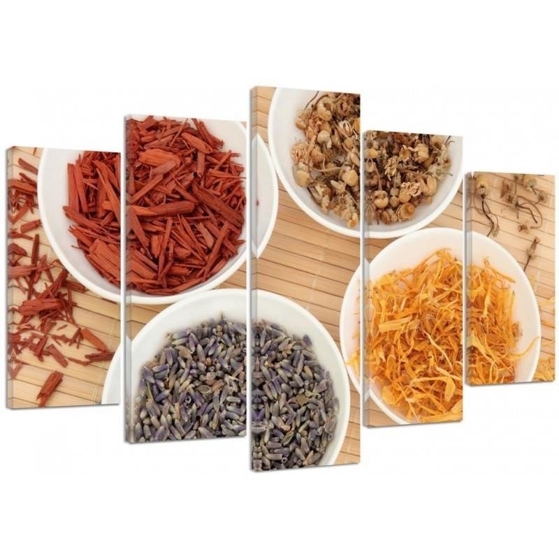 Kanva no 5 daļām - Type A, Spices In White Bowls  Home Trends DECO