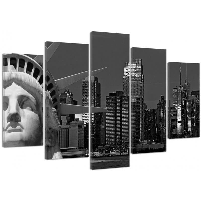 Kanva no 5 daļām - Type A, Statue Of Liberty Overlooking The City  Home Trends DECO