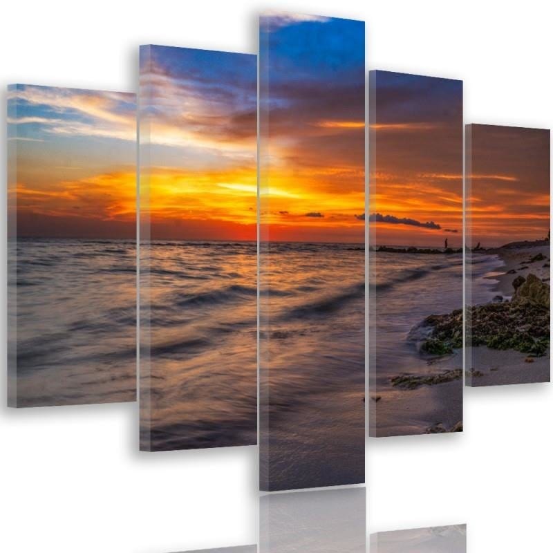 Kanva no 5 daļām - Type A, Sunset On The Beach 3  Home Trends DECO