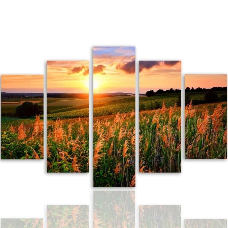 Kanva no 5 daļām - Type A, Sunset Over The Fields  Home Trends DECO