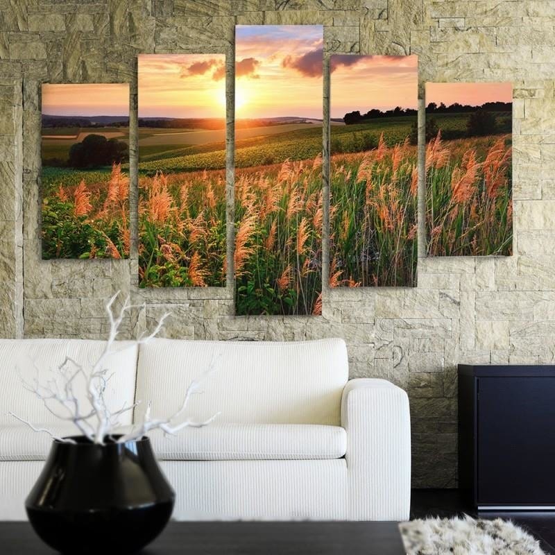 Kanva no 5 daļām - Type A, Sunset Over The Fields  Home Trends DECO