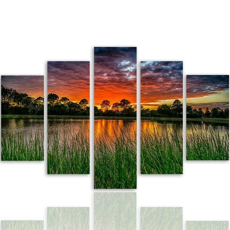 Kanva no 5 daļām - Type A, Sunset Over The Water 3  Home Trends DECO