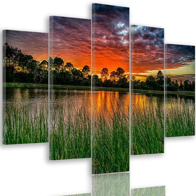 Kanva no 5 daļām - Type A, Sunset Over The Water 3  Home Trends DECO