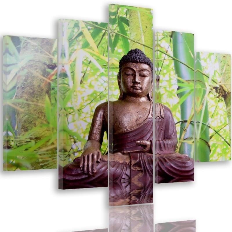 Kanva no 5 daļām - Type A, The Buddha On The Background Of Bamboo  Home Trends DECO
