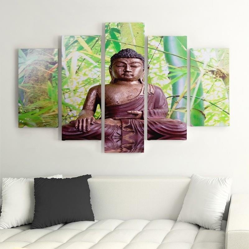 Kanva no 5 daļām - Type A, The Buddha On The Background Of Bamboo  Home Trends DECO