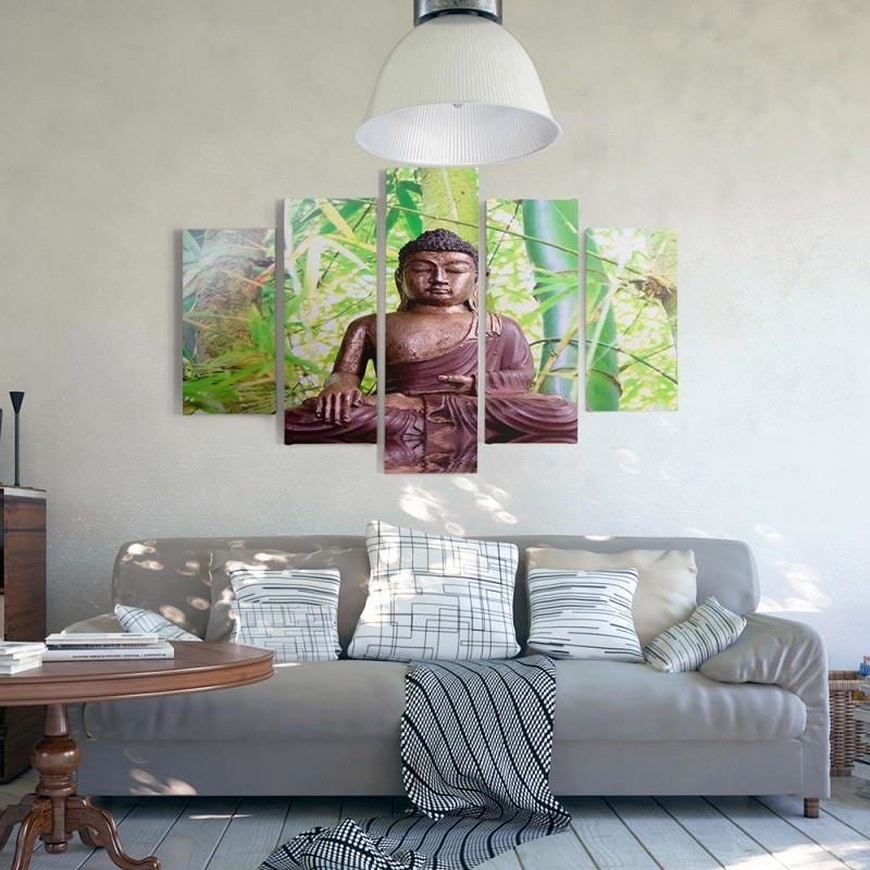 Kanva no 5 daļām - Type A, The Buddha On The Background Of Bamboo  Home Trends DECO
