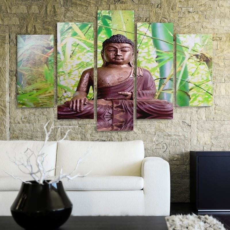 Kanva no 5 daļām - Type A, The Buddha On The Background Of Bamboo  Home Trends DECO