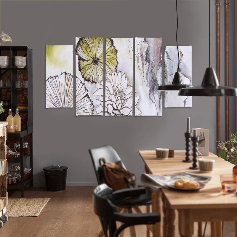 Kanva no 5 daļām - Type B, Flowers - Abstraction  Home Trends DECO