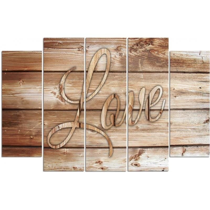 Kanva no 5 daļām - Type B, Inscription Love On Brown Boards  Home Trends DECO