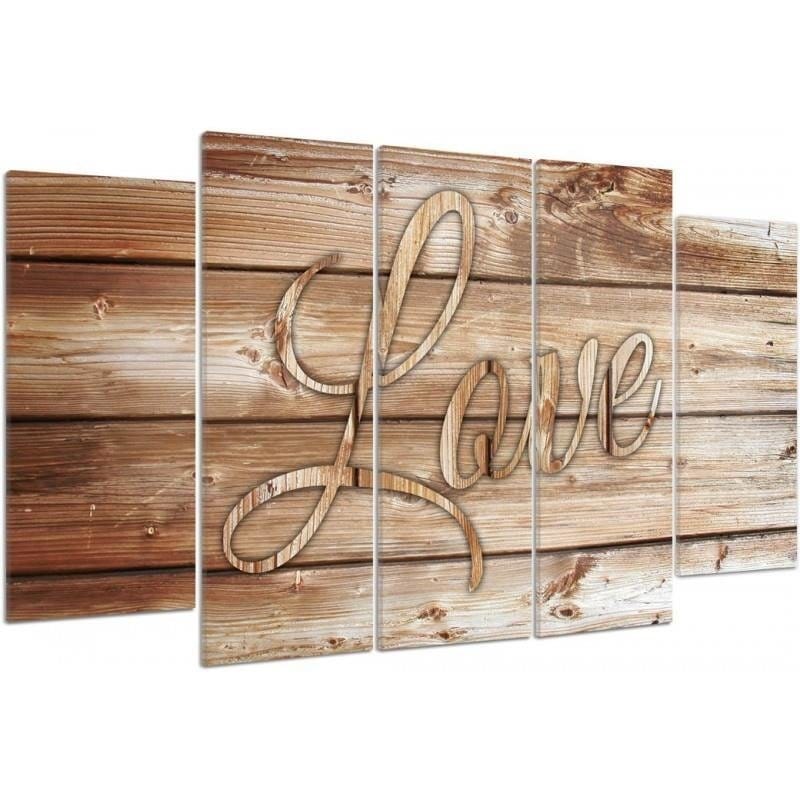 Kanva no 5 daļām - Type B, Inscription Love On Brown Boards  Home Trends DECO