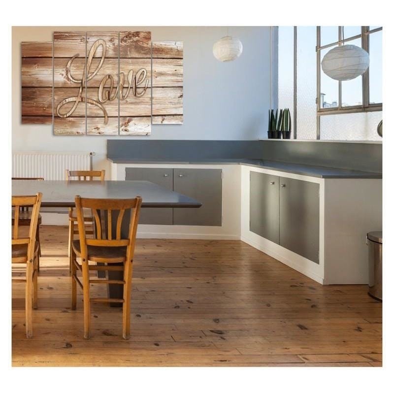 Kanva no 5 daļām - Type B, Inscription Love On Brown Boards  Home Trends DECO