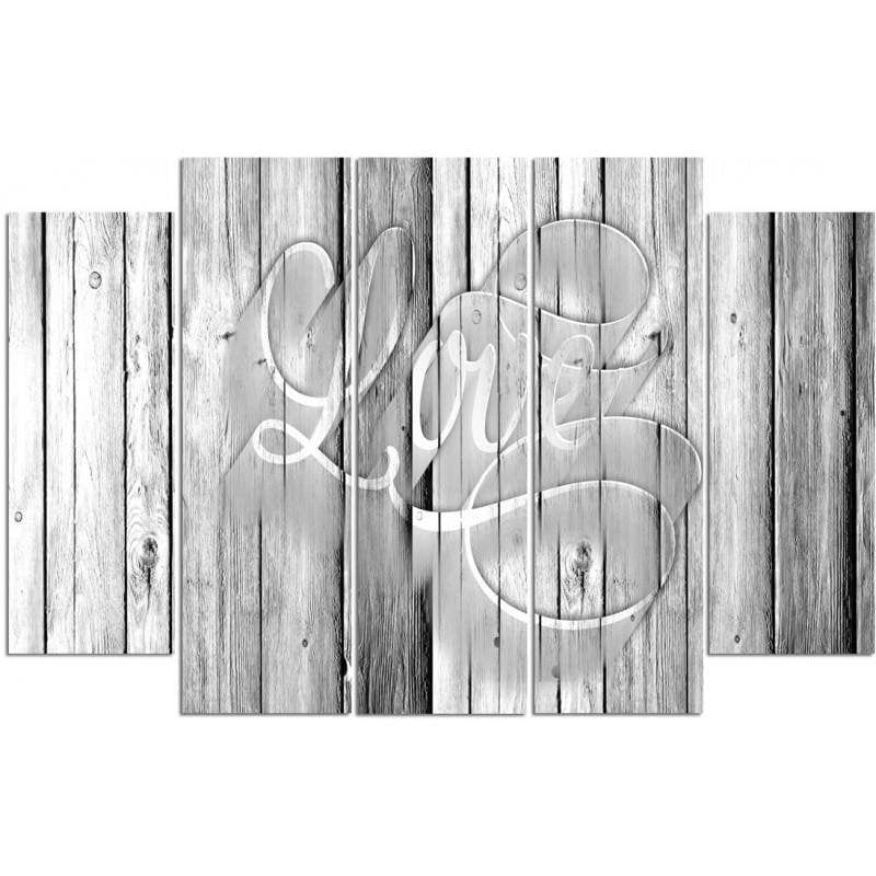 Kanva no 5 daļām - Type B, Inscription Love On The Gray Boards  Home Trends DECO