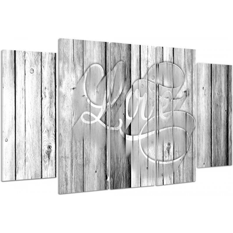 Kanva no 5 daļām - Type B, Inscription Love On The Gray Boards  Home Trends DECO