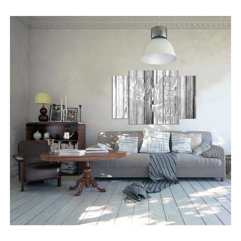 Kanva no 5 daļām - Type B, Inscription Love On The Gray Boards  Home Trends DECO