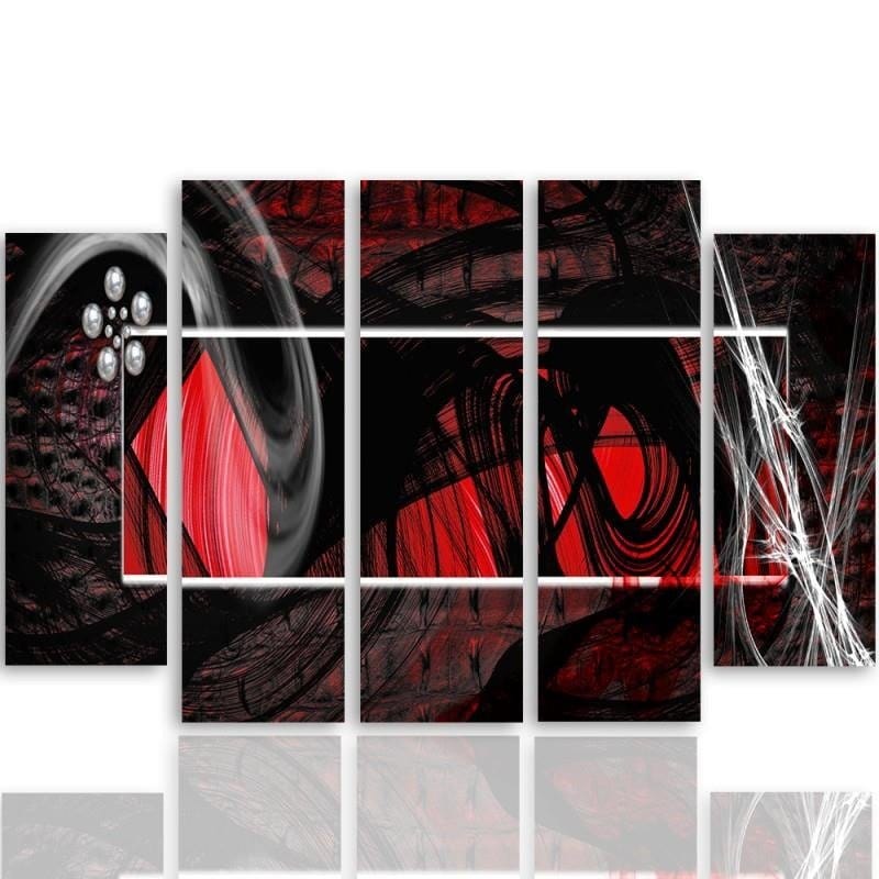 Kanva no 5 daļām - Type B, Interior - Red Abstraction  Home Trends DECO