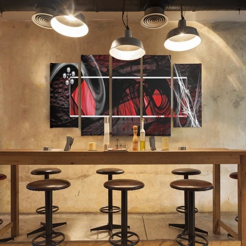 Kanva no 5 daļām - Type B, Interior - Red Abstraction  Home Trends DECO