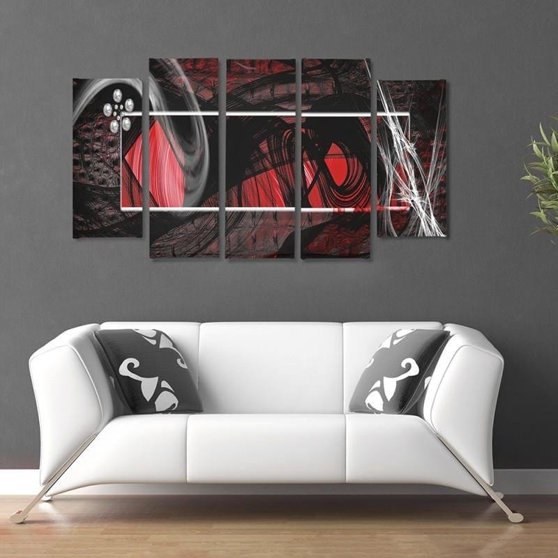 Kanva no 5 daļām - Type B, Interior - Red Abstraction  Home Trends DECO