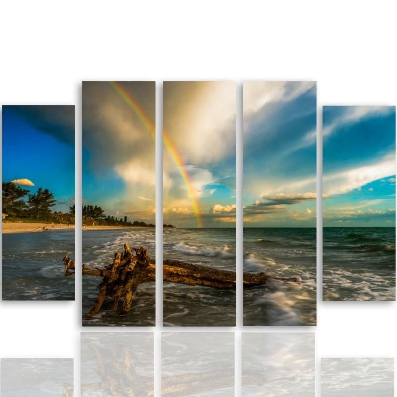 Kanva no 5 daļām - Type B, Rainbow Over The Beach  Home Trends DECO