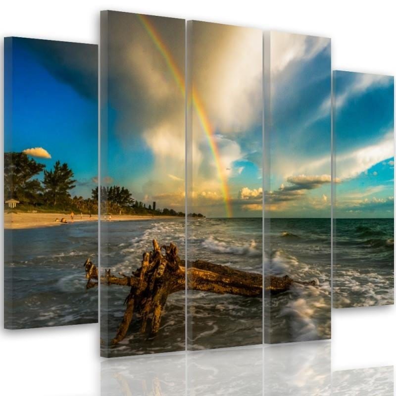 Kanva no 5 daļām - Type B, Rainbow Over The Beach  Home Trends DECO