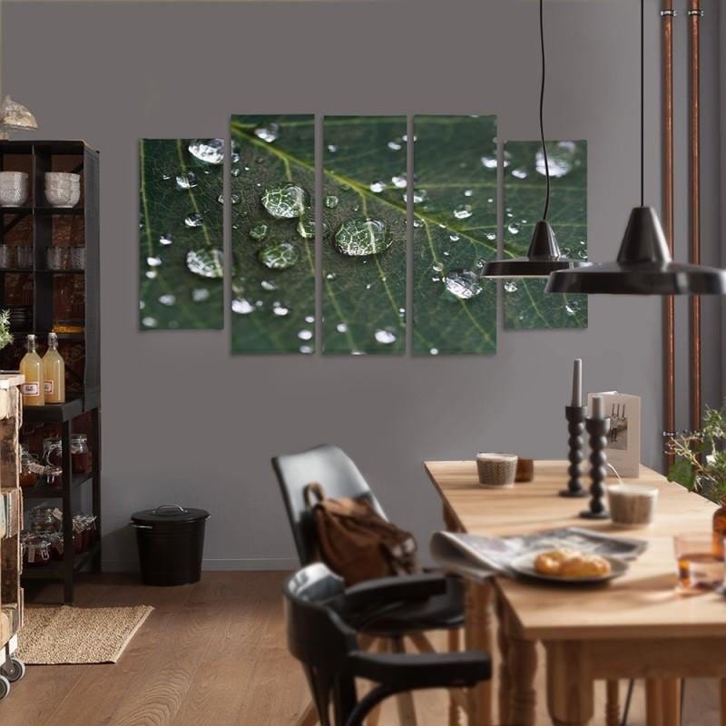 Kanva no 5 daļām - Type B, Raindrops On A Leaf  Home Trends DECO