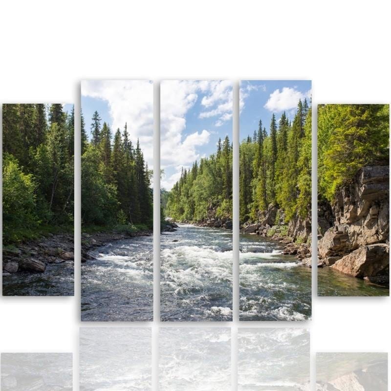 Kanva no 5 daļām - Type B, River In Forest  Home Trends DECO