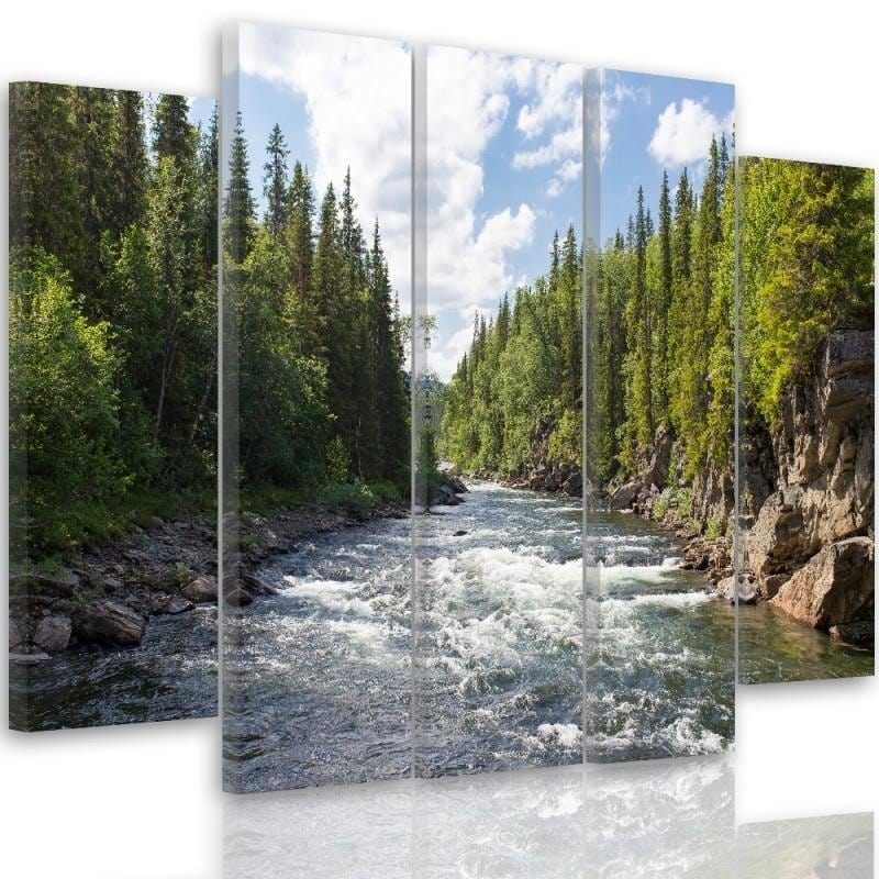Kanva no 5 daļām - Type B, River In Forest  Home Trends DECO
