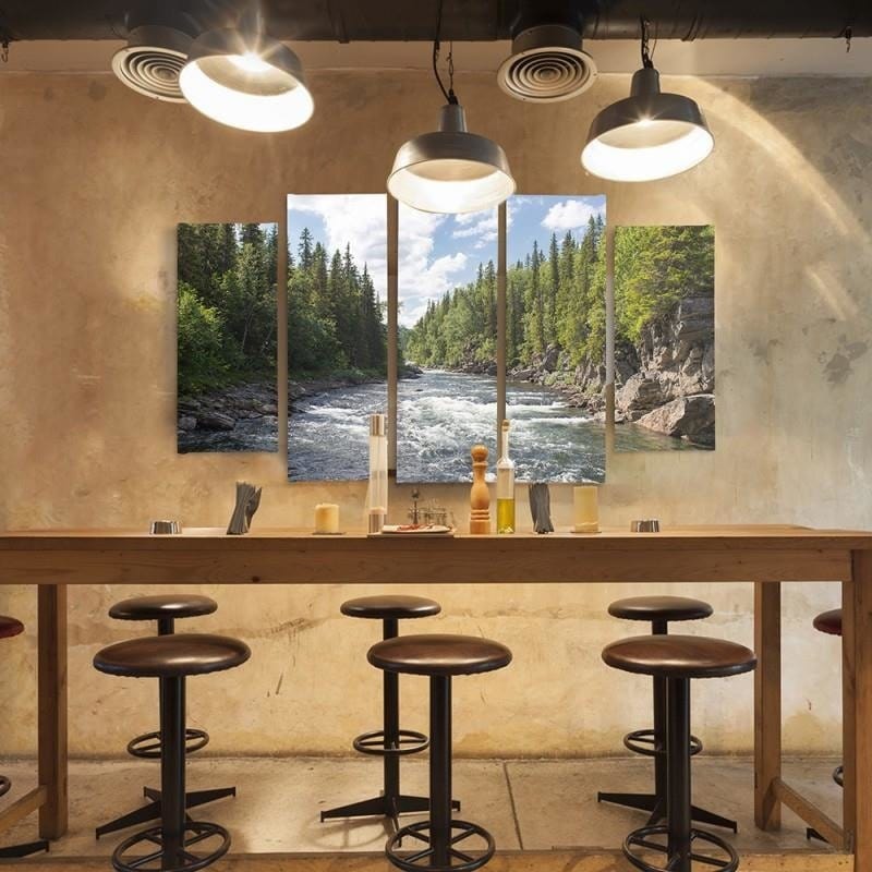 Kanva no 5 daļām - Type B, River In Forest  Home Trends DECO