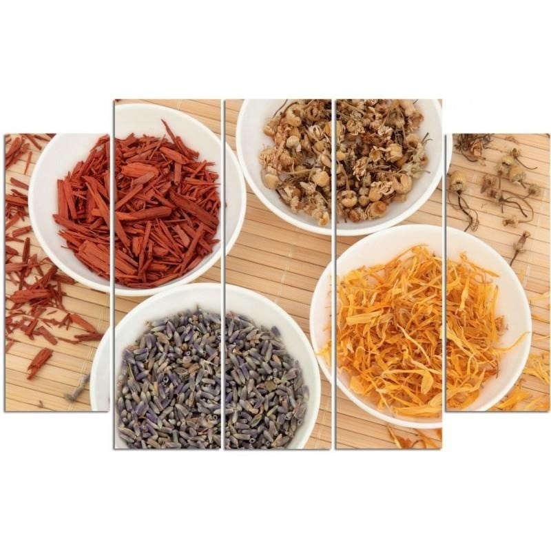 Kanva no 5 daļām - Type B, Spices In White Bowls  Home Trends DECO