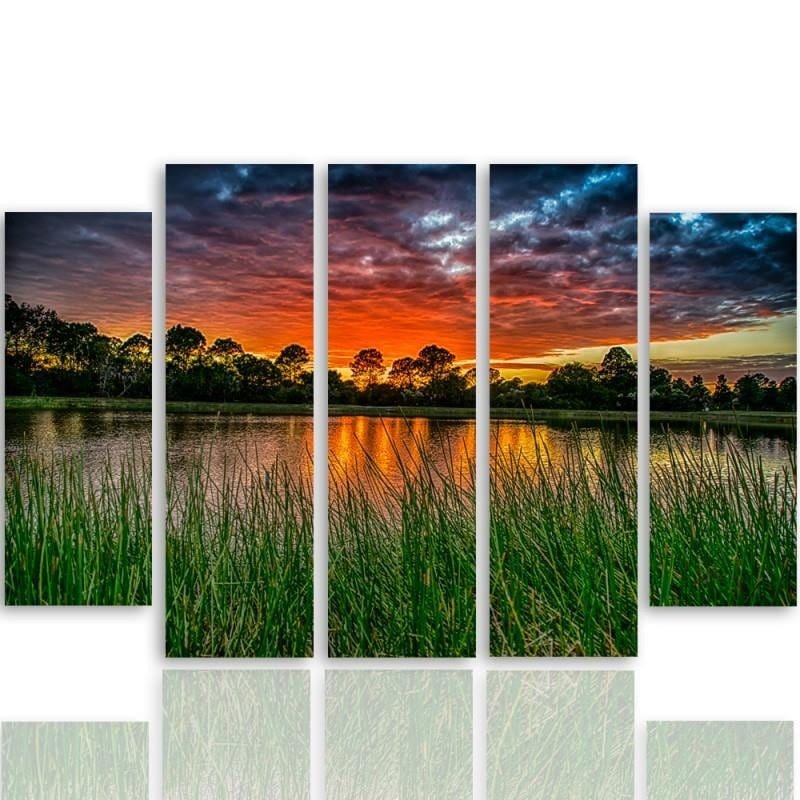 Kanva no 5 daļām - Type B, Sunset Over The Water 3  Home Trends DECO