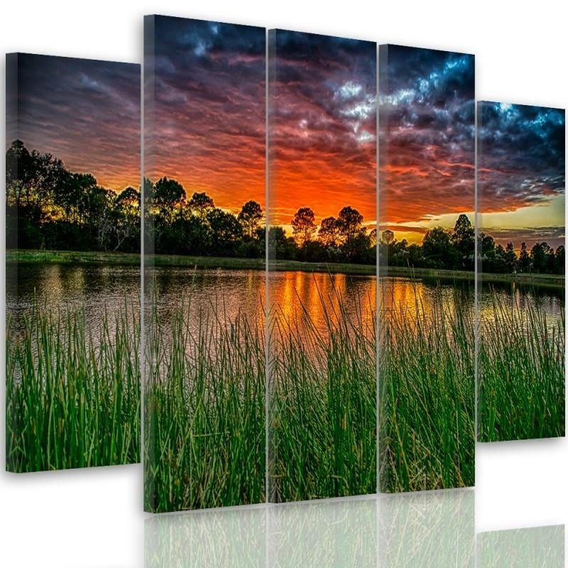 Kanva no 5 daļām - Type B, Sunset Over The Water 3  Home Trends DECO