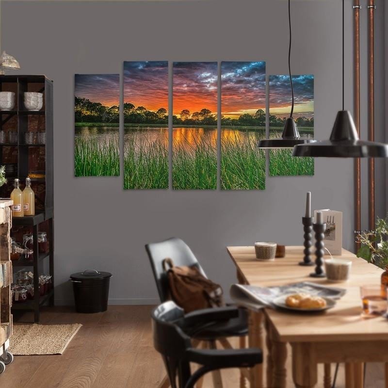 Kanva no 5 daļām - Type B, Sunset Over The Water 3  Home Trends DECO