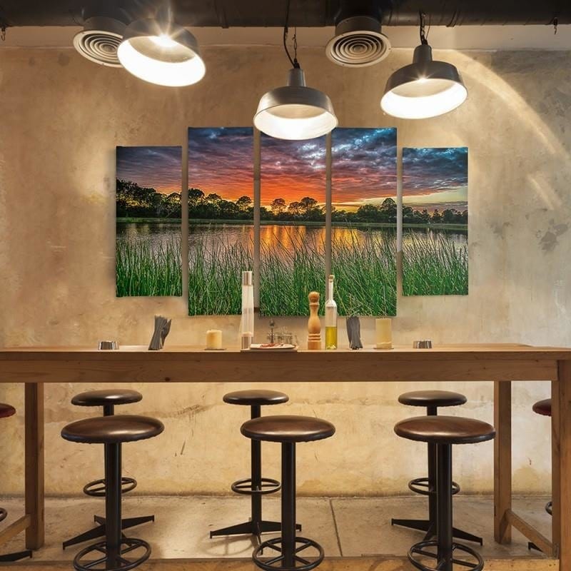 Kanva no 5 daļām - Type B, Sunset Over The Water 3  Home Trends DECO