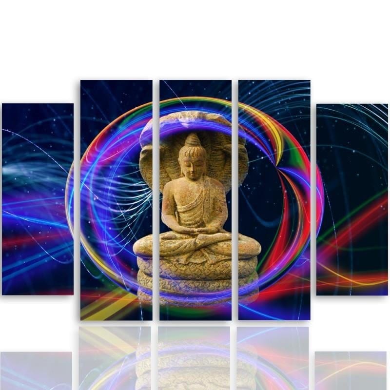 Kanva no 5 daļām - Type B, The Buddha On An Abstract Background  Home Trends DECO