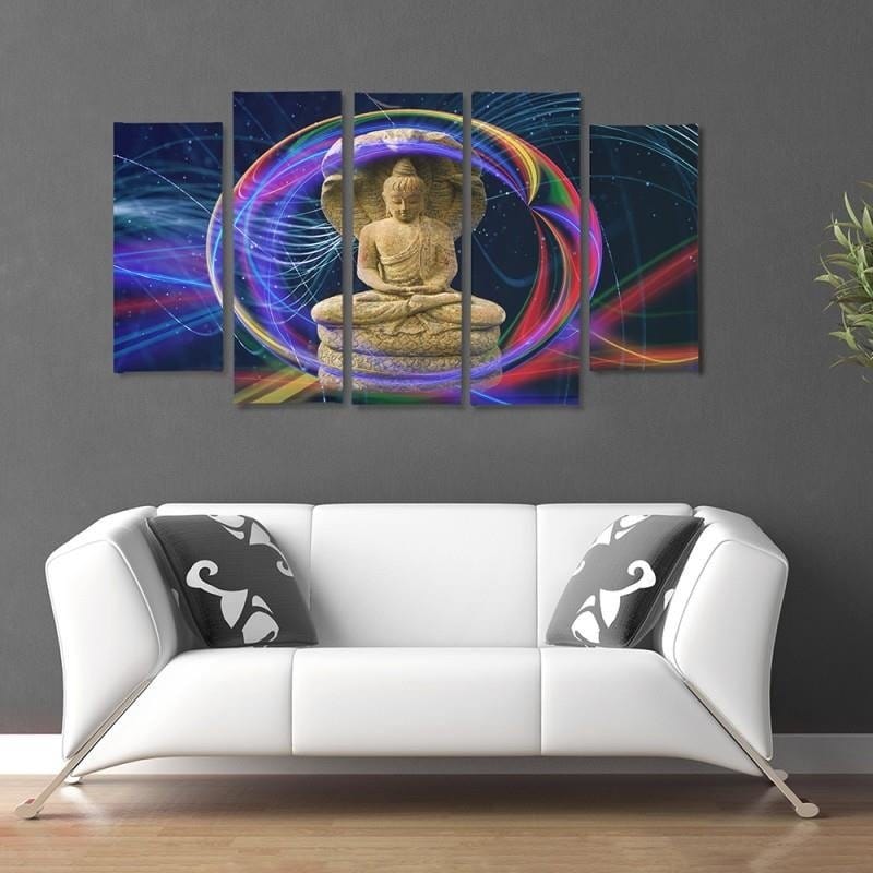 Kanva no 5 daļām - Type B, The Buddha On An Abstract Background  Home Trends DECO