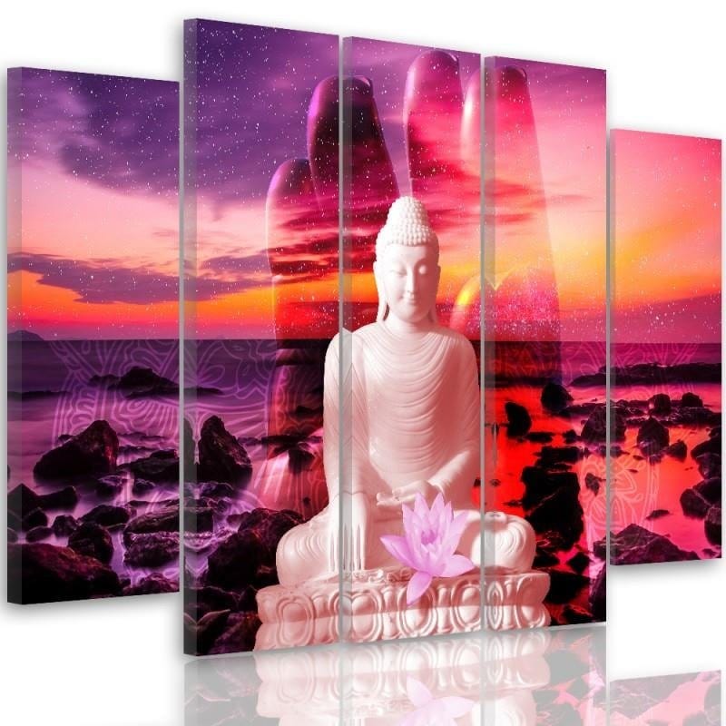 Kanva no 5 daļām - Type B, The Buddha On Background Of Ocean  Home Trends DECO