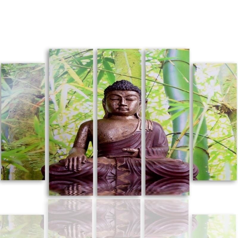Kanva no 5 daļām - Type B, The Buddha On The Background Of Bamboo  Home Trends DECO