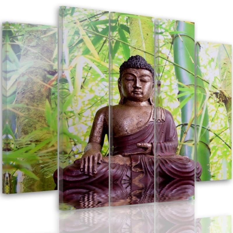 Kanva no 5 daļām - Type B, The Buddha On The Background Of Bamboo  Home Trends DECO