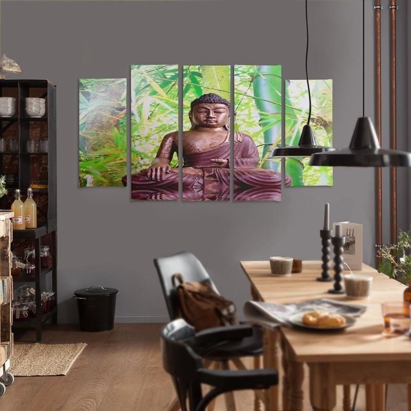 Kanva no 5 daļām - Type B, The Buddha On The Background Of Bamboo  Home Trends DECO